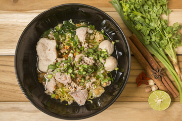 Delicious rice noodles with close-up