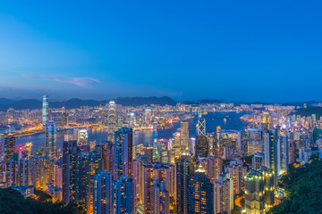 Fototapeta na wymiar View of Hong Kong during sunset hours
