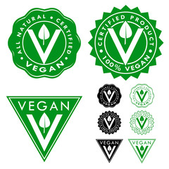 Vegan Certified Seals Icons Set
