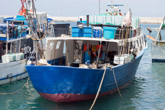 Fishing boats in harbour,