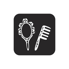 Mirror and hairbrush icon