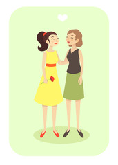 happy lesbian couple in casual clothes