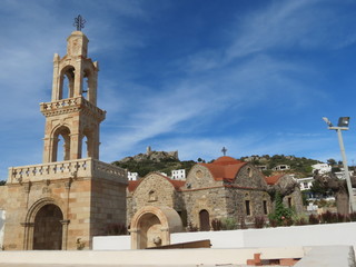 Fototapeta premium Grèce - Ile de Rhodes - Asklipios - Clocher et Eglise