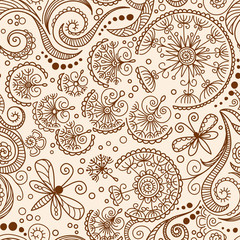 vector seamless Henna mehndi doodle pattern