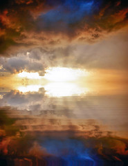 Fototapeta na wymiar Reflections of sunset in lake water