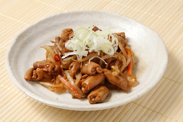 もつの辛味噌炒め