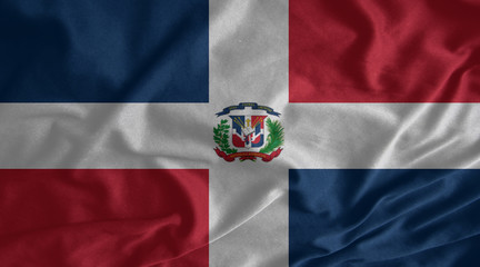 Fabric texture of the flag of Dominican Republic