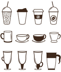 Coffee icons set. Buttons for web and apps. Vector illustration