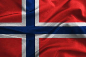 Fototapeta premium Norway flag pattern on the fabric texture ,vintage style