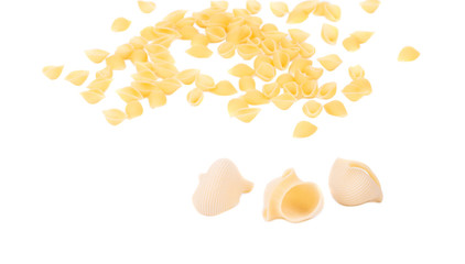Close up of Italian pasta shells.