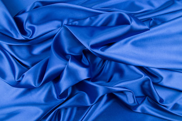 Blue silk drapery.