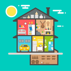 Flat design of house interior