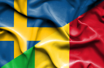 Waving flag of Mali and Sweden