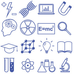 Science and Education Flat Line Icons. Vector  illustration
