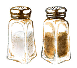 watercolor salt and pepper shakers. vectorized  illustration - 86631585
