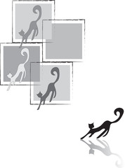 Cats in a cage. Illustration of cats leaving square frames or cages