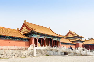 Fototapeta premium Beijing, China - on March 27, 2015: building scenery of Beijing the Forbidden City，the Forbidden City is the most famous scenic spots in China, is the world's cultural heritage.