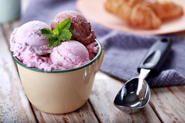 assorted ice cream in cup for dessert
