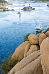 Egypt, Aswan,  the Nile river seen from the town