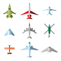 Set of vector flat airplane