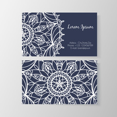 Business card with stylish modern floral pattern