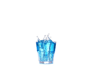 blue cocktail with splash on white