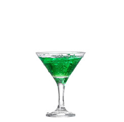   green cocktail with  isolated on white background