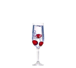 cherry splash in a cocktail glass on white