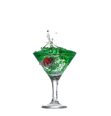   green cocktail with  isolated on white background