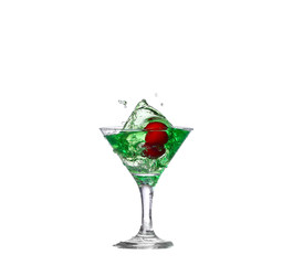   green cocktail with  isolated on white background