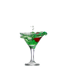   green cocktail with  isolated on white background