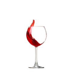 Wine collection - Splashing red wine in a glass. Isolated on white background