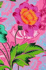 Close up of flowers pattern texture of general traditional thai style native fabric weave.