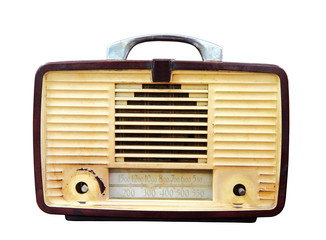 Vintage radio isolated over white clipping path.