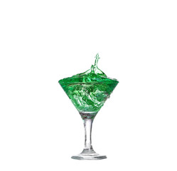   green cocktail with  isolated on white background