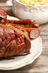 Smoked ham and sausage