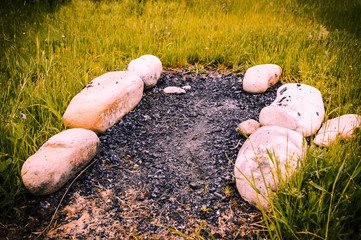 Brazier from stones to prepare the kebab