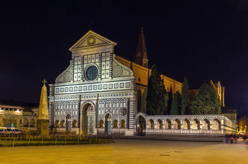 Fototapeta na wymiar Basilica of Santa Maria Novella in evening, Florence, Italy