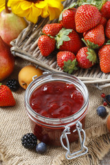 Jar of strawberry jam