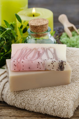 Fototapeta na wymiar Bar of handmade soap