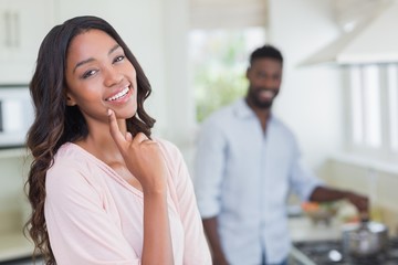 Happy woman smiling at camera