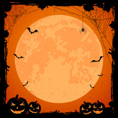 Halloween background with Moon and pumpkins