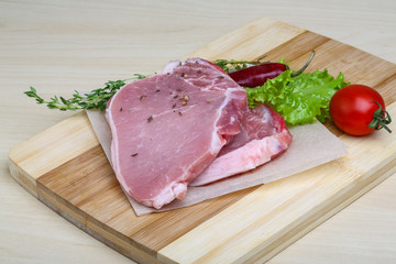 Raw pork steak