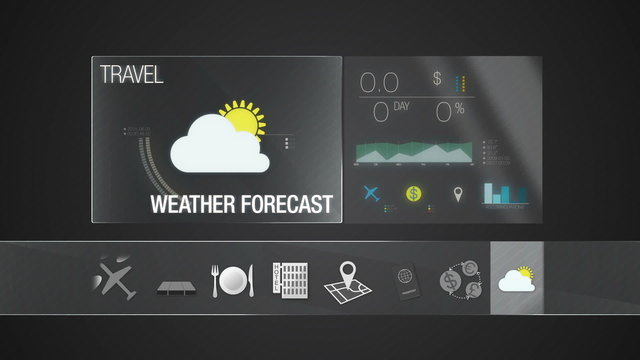 Wather forecast icon for travel contents.Digital display application.(included Alpha)