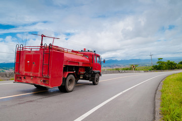 Fire truck Sprinter at the Road.