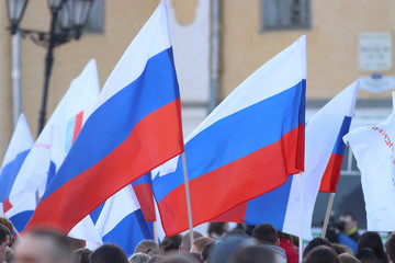 Vologda, RUSSIA – MARCH 10: demonstration of the Crimea to Russia reunion on March 10, 2014, in Vologda, Russia