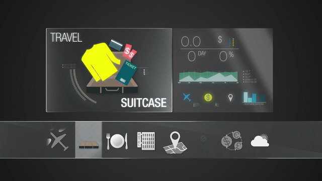 Suitcase, travel bag icon for travel contents.Digital display application.(included Alpha)
