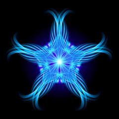 Blue pattern on the black background