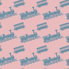 Seamless pattern, train theme
