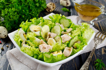 Vegetable salad with cod liver